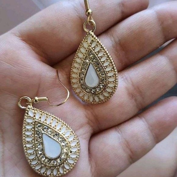 💖 2/$30 Boho Gold dangle teardrop christmas party Rhinestones earrings - Picture 14 of 16